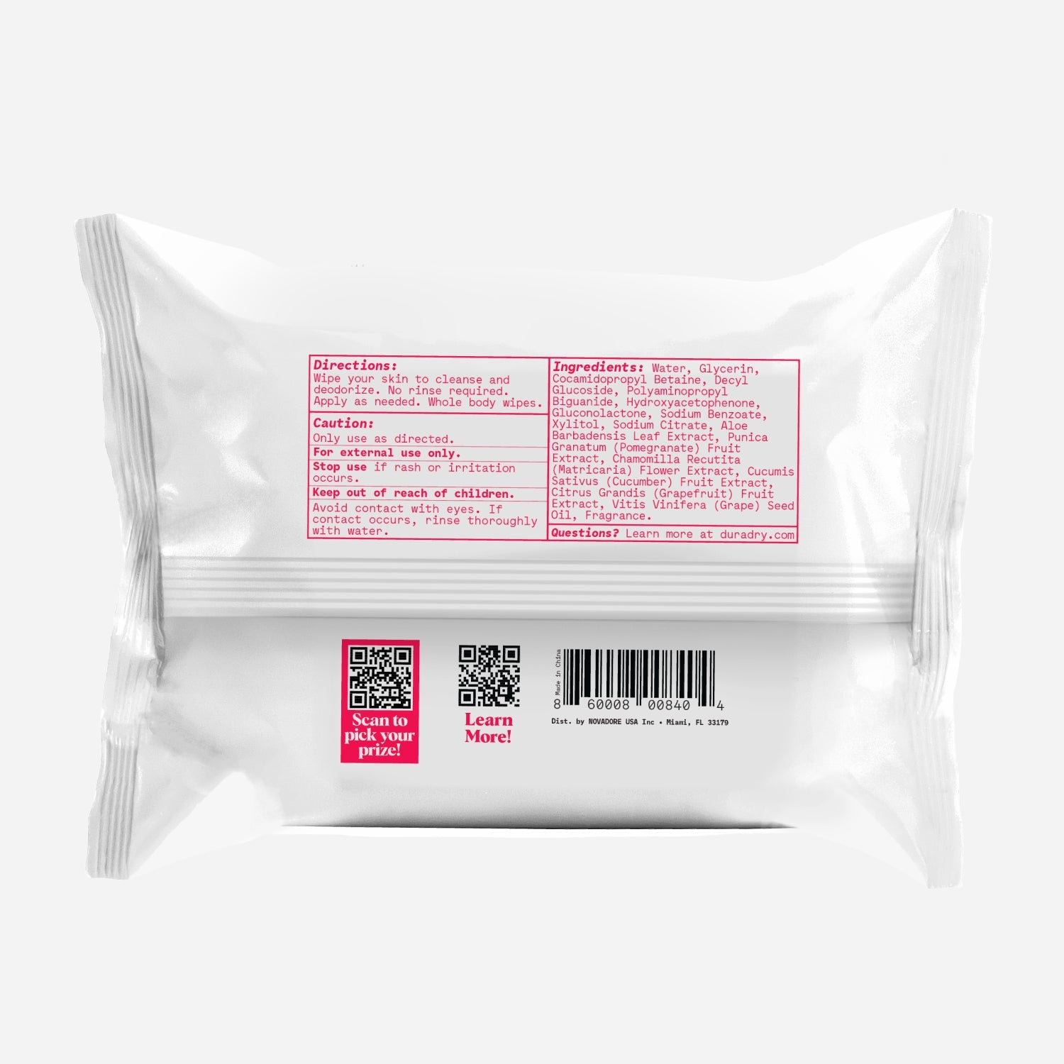 Duradry Whole Body Deodorant Wipes