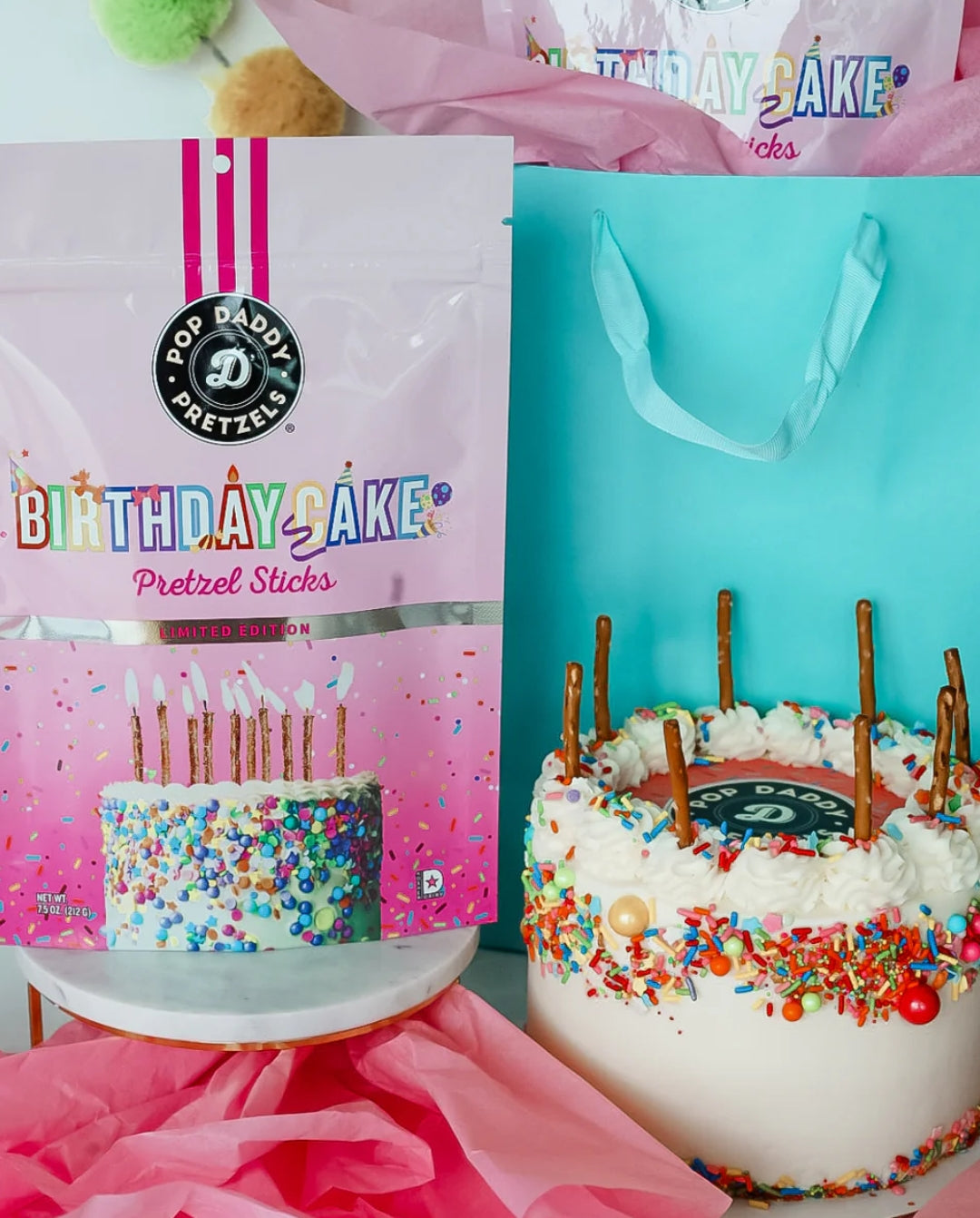 3 Pack Birthday Cake Seasoned Pretzels (Limited Edition)