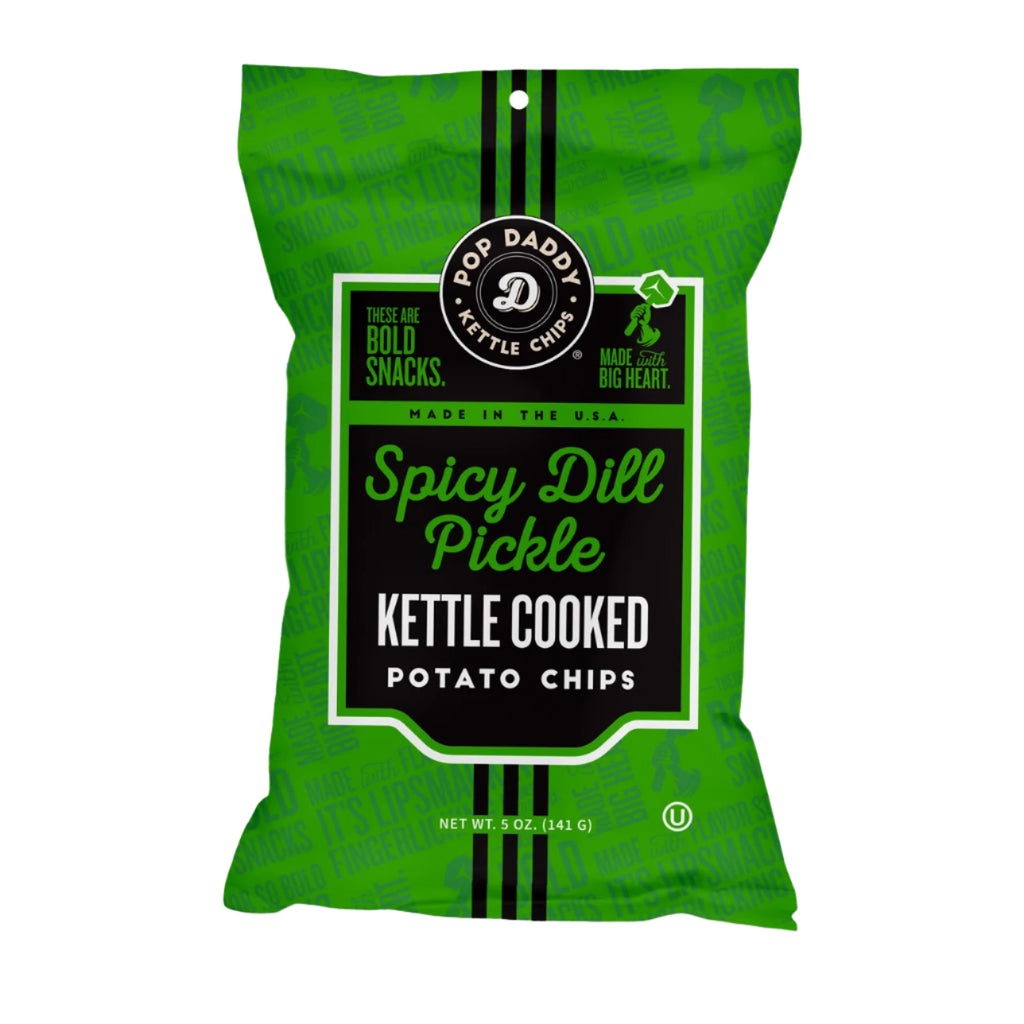 2 Pack Spicy Dill Pickle Kettle Cooked Potato Chips 5.0 oz